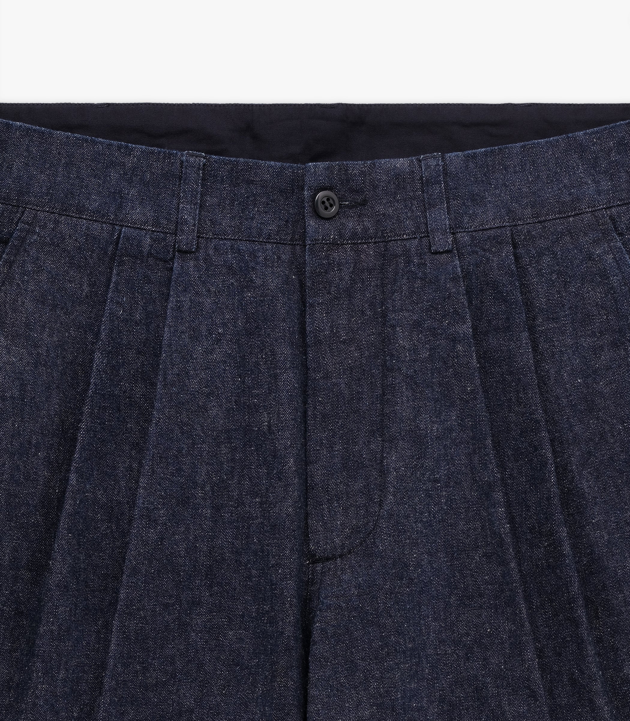 Canal Pleated Denim Cotton & Linen Short - Image 3